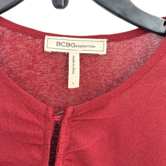 BCBGeneration Ruched Long Sleeve Top Red Size Small NWOT $78 MSRP - Picture 4 of 8